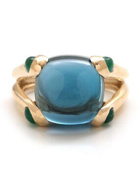 Blue Chalcedony 14K (18K Custom) Cushion Ring